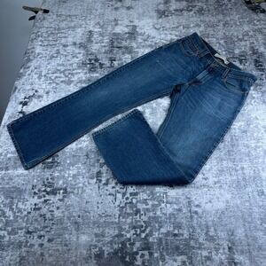 Levi Mens 33x32 Jeans 527 Low Boot Cut Solid Blue 100% Cotton Rigid Denim